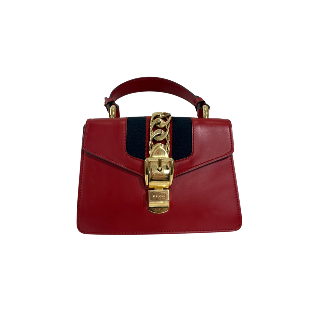 Sylvie Mini Red Cherry Line Gold Hardware