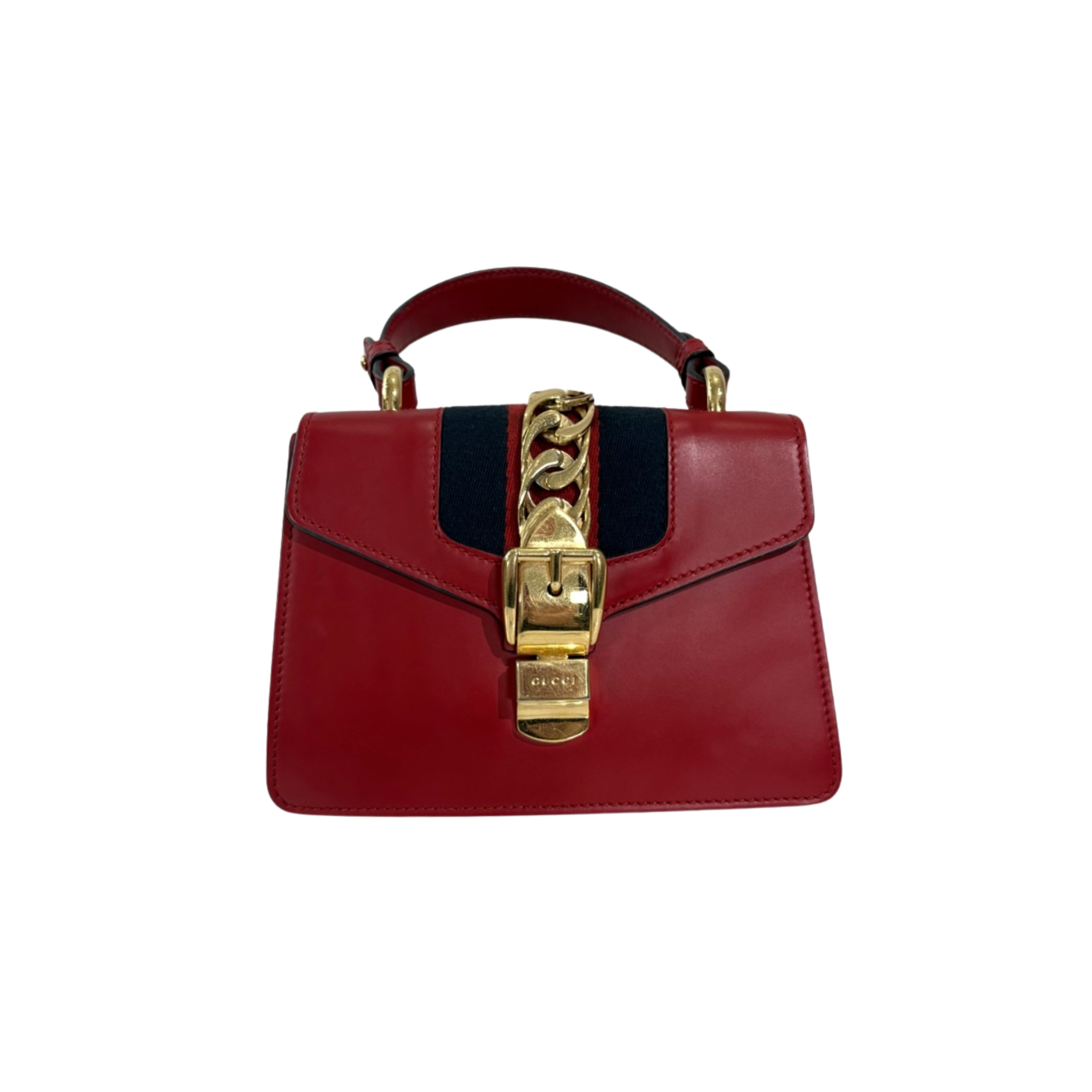 Sylvie Mini Red Cherry Line Gold Hardware