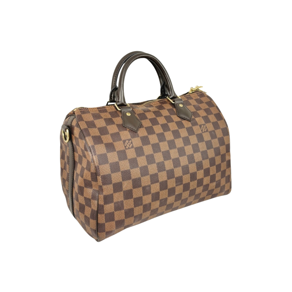 Speedy Bandoulière 30 Damier Ebene Leather Gold Hardware