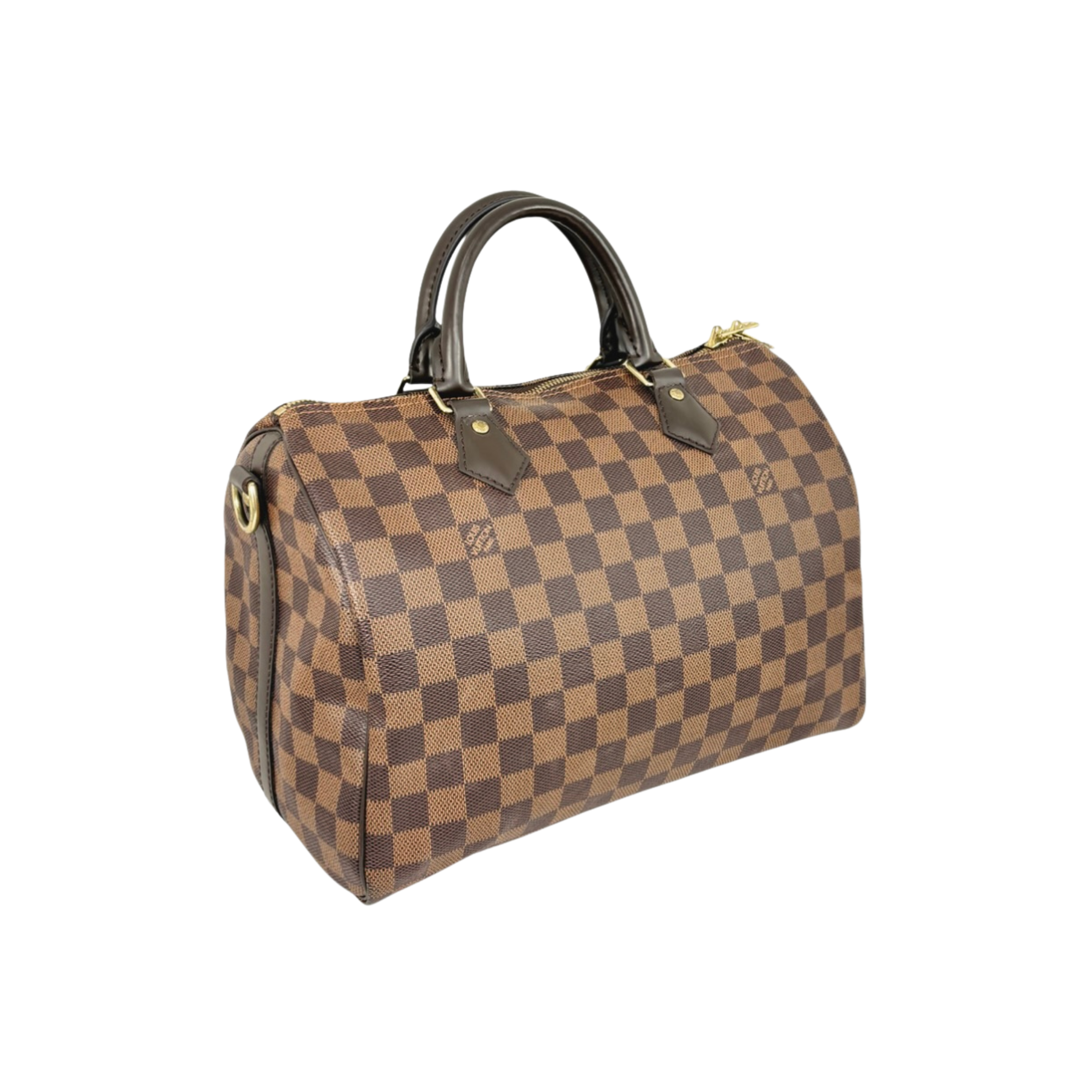 Speedy Bandoulière 30 Damier Ebene Leather Gold Hardware