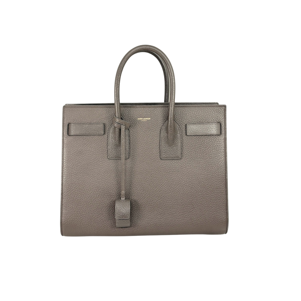 Sac De Jour Grey Grained Calfskin Leather