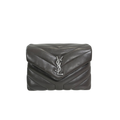 Grey Chevron Quilted Leather Toy LouLou Silver Hardware