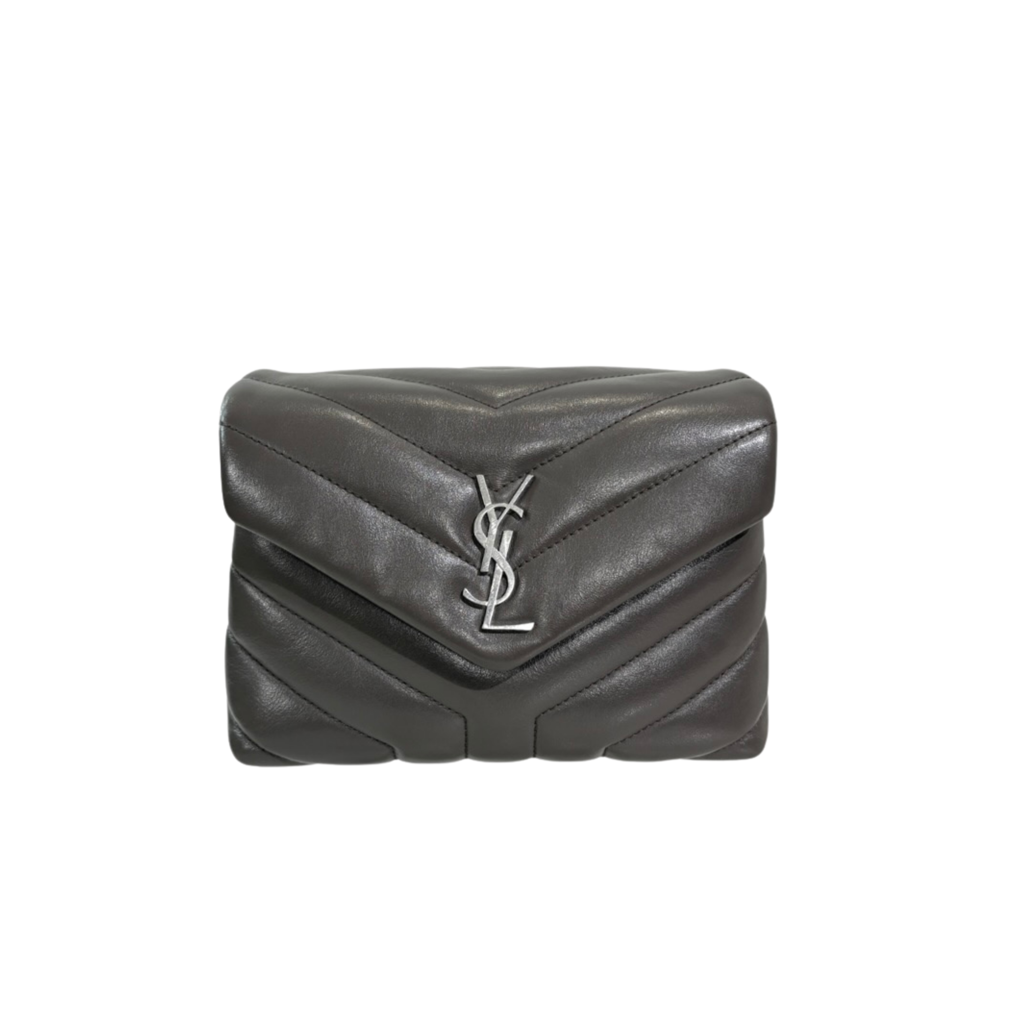 Grey Chevron Quilted Leather Toy LouLou Silver Hardware