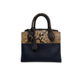 City Steamer Mini Navy Taurillon Leather Python Skin Trim