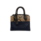 City Steamer Mini Navy Taurillon Leather Python Skin Trim