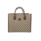 GG Supreme Canvas Small Tote Bag Beige & Ebony