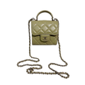Green Lambskin Leather Mini Flap Top Handle Bag