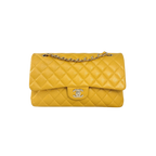 Classic Double Flap Medium Mustard Caviar Leather Gold Hardware