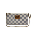 Damier Azur Pochette Milla MM White Gold Hardware