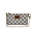 Damier Azur Pochette Milla MM White Gold Hardware