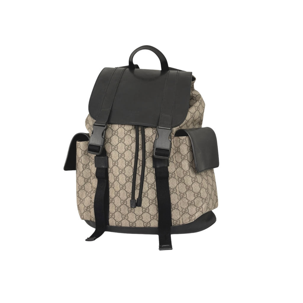 Backpack GG Supreme Monogram Beige & Black Leather Trim