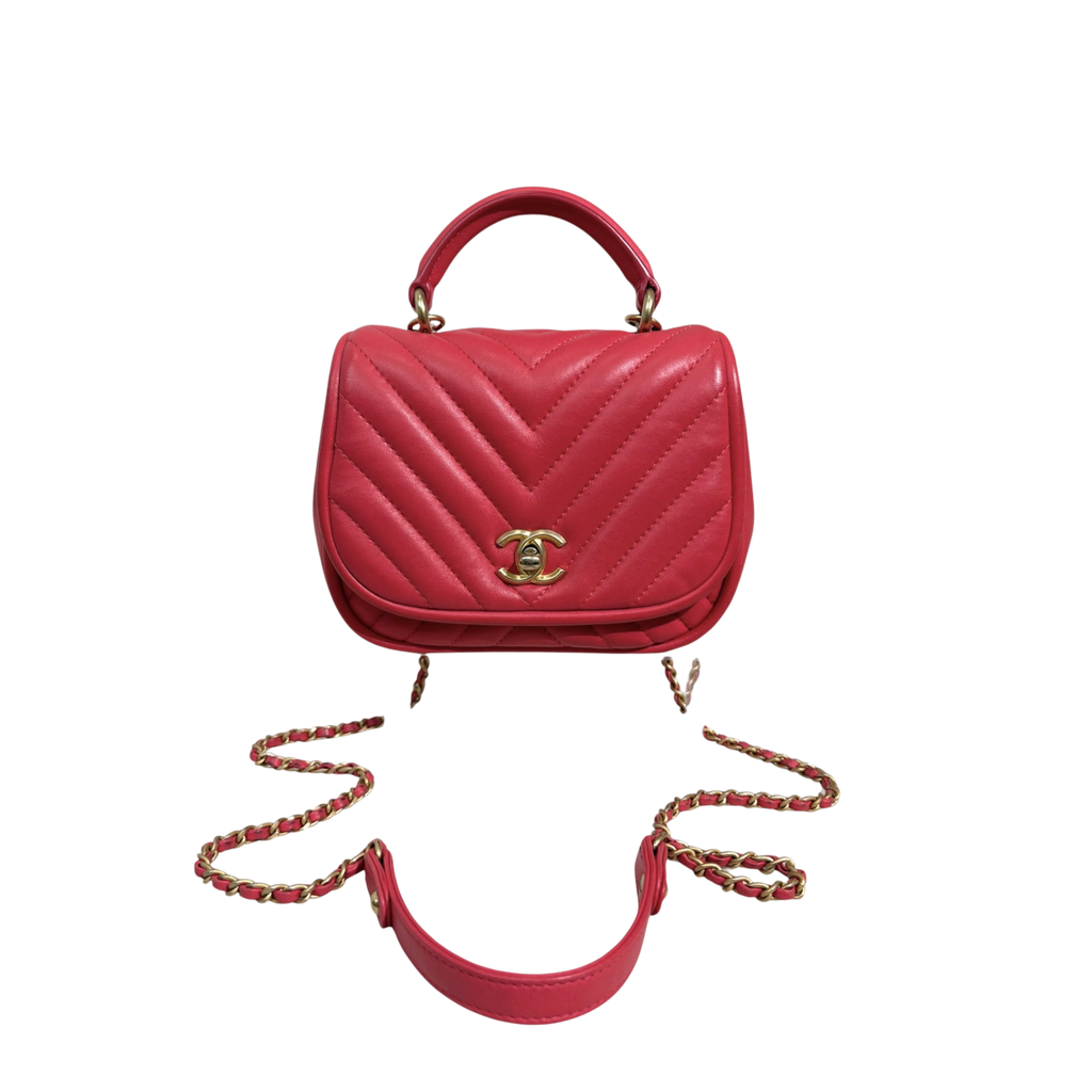 Coral Reversed Mini Chevron Lambskin Leather Series 24