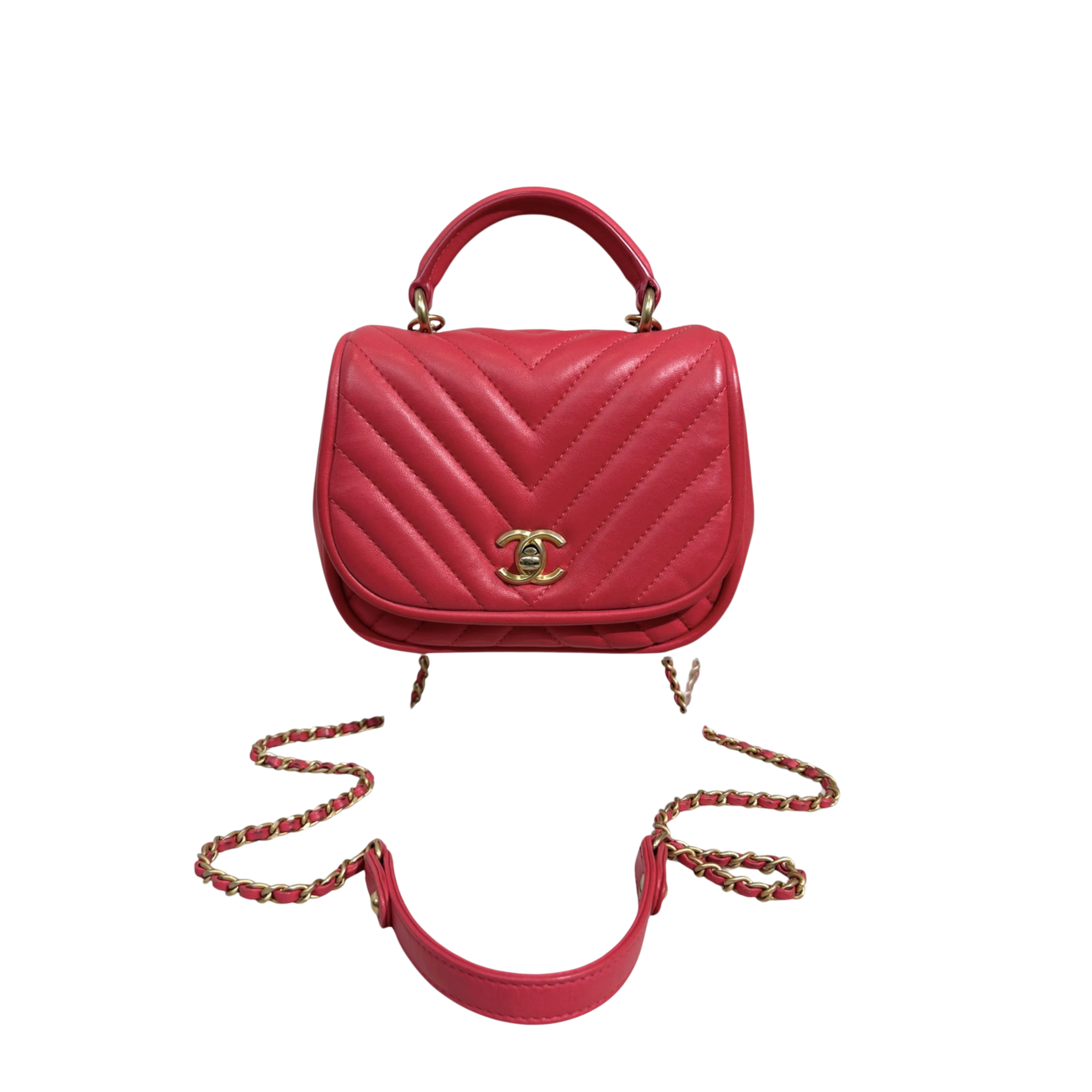 Coral Reversed Mini Chevron Lambskin Leather Series 24