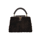 Capucines BB Brown Quilted Fur Gold Hardware