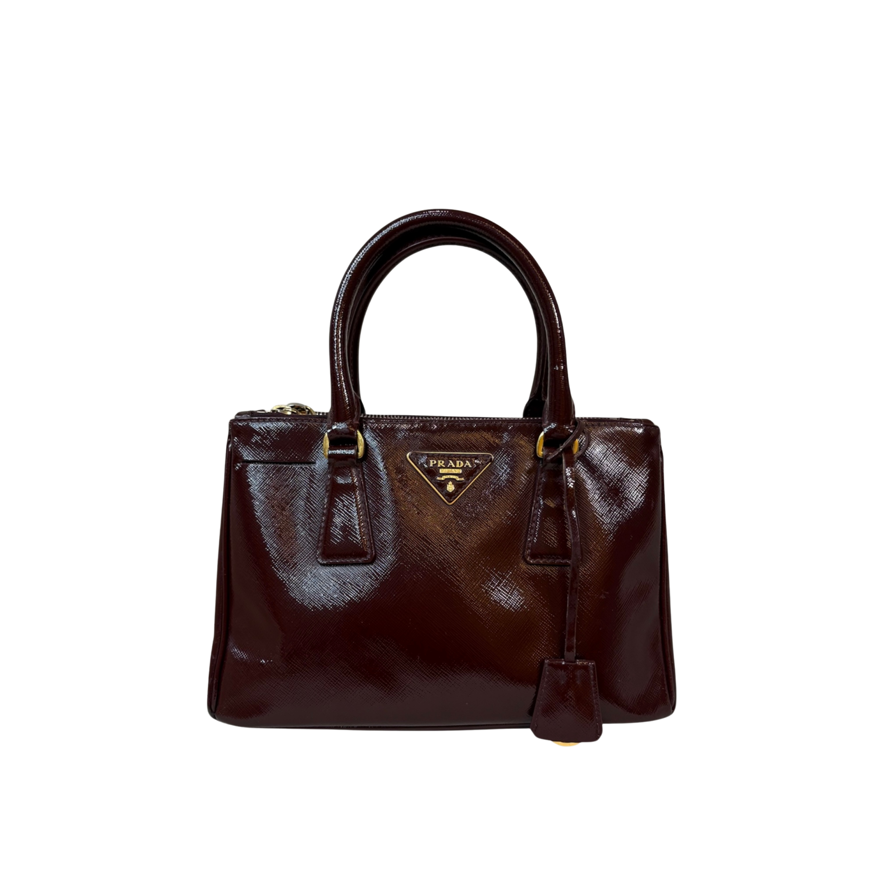 Galleria Saffiano Burgundy Patent Leather Gold Hardware