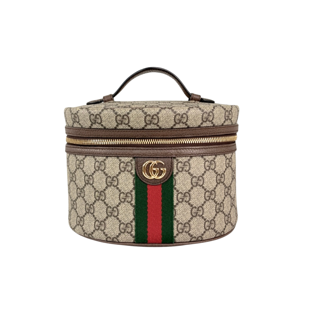Ophidia Cosmetic Case GG Supreme Canvas Gold Hardware