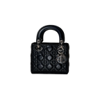 Lady Dior Mini Black Lambskin Leather Silver Hardware