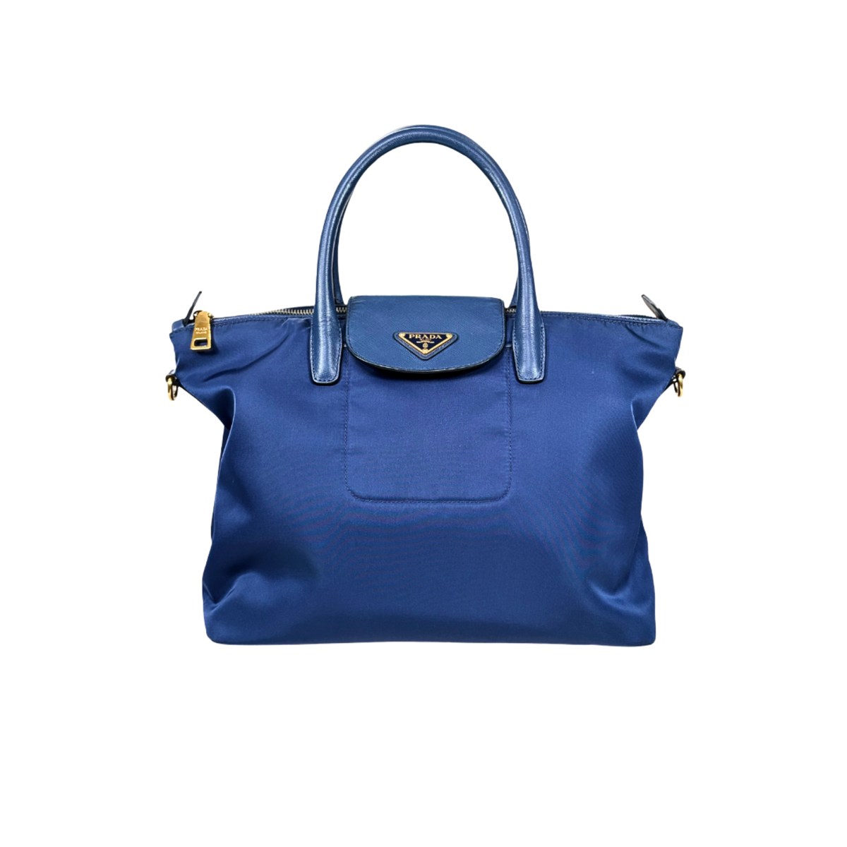 Tessuto Nylon Bag Blue Gold Hardware