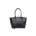 Two Way Tote Bag Black Leather Gold Hardware