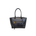 Two Way Tote Bag Black Leather Gold Hardware