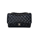Classic Double Flap Jumbo Black Caviar Leather Silver Hardware Series 26