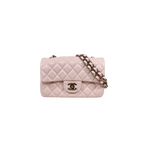 Mini Flap Pale Pink Lambskin Leather Gold Hardware Microchip