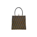 Zucca Canvas Vintage Handbag Brown Gold Hardware