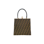 Zucca Canvas Vintage Handbag Brown Gold Hardware