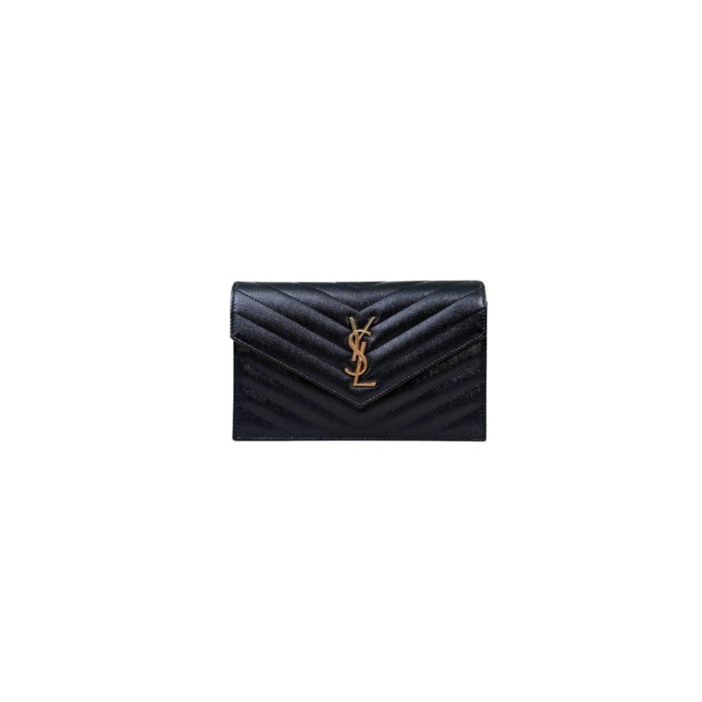 Cassandre Wallet On Chain Small Black Caviar Leather Gold Hardware