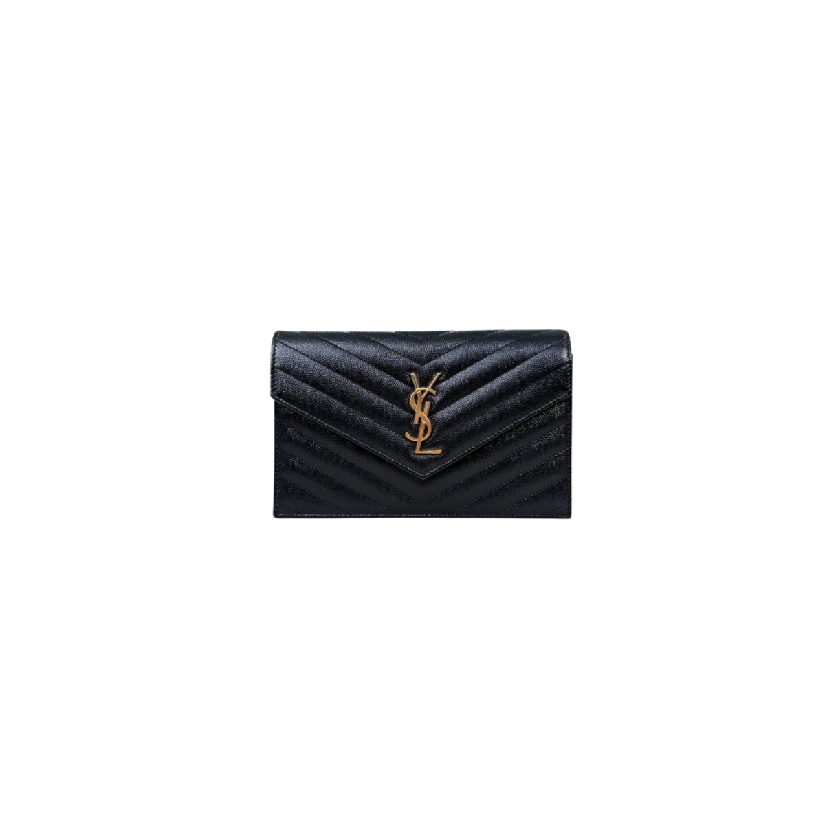 Cassandre Wallet On Chain Small Black Caviar Leather Gold Hardware