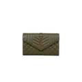 Envelope Small Olive Green Caviar Leather Gold Hardware