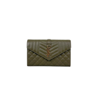 Envelope Small Olive Green Caviar Leather Gold Hardware