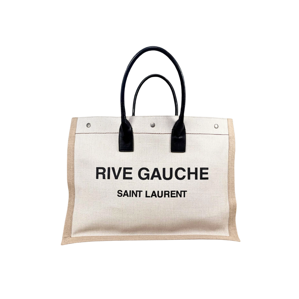 Rive Gauche Tote Bag Gray Silver Hardware
