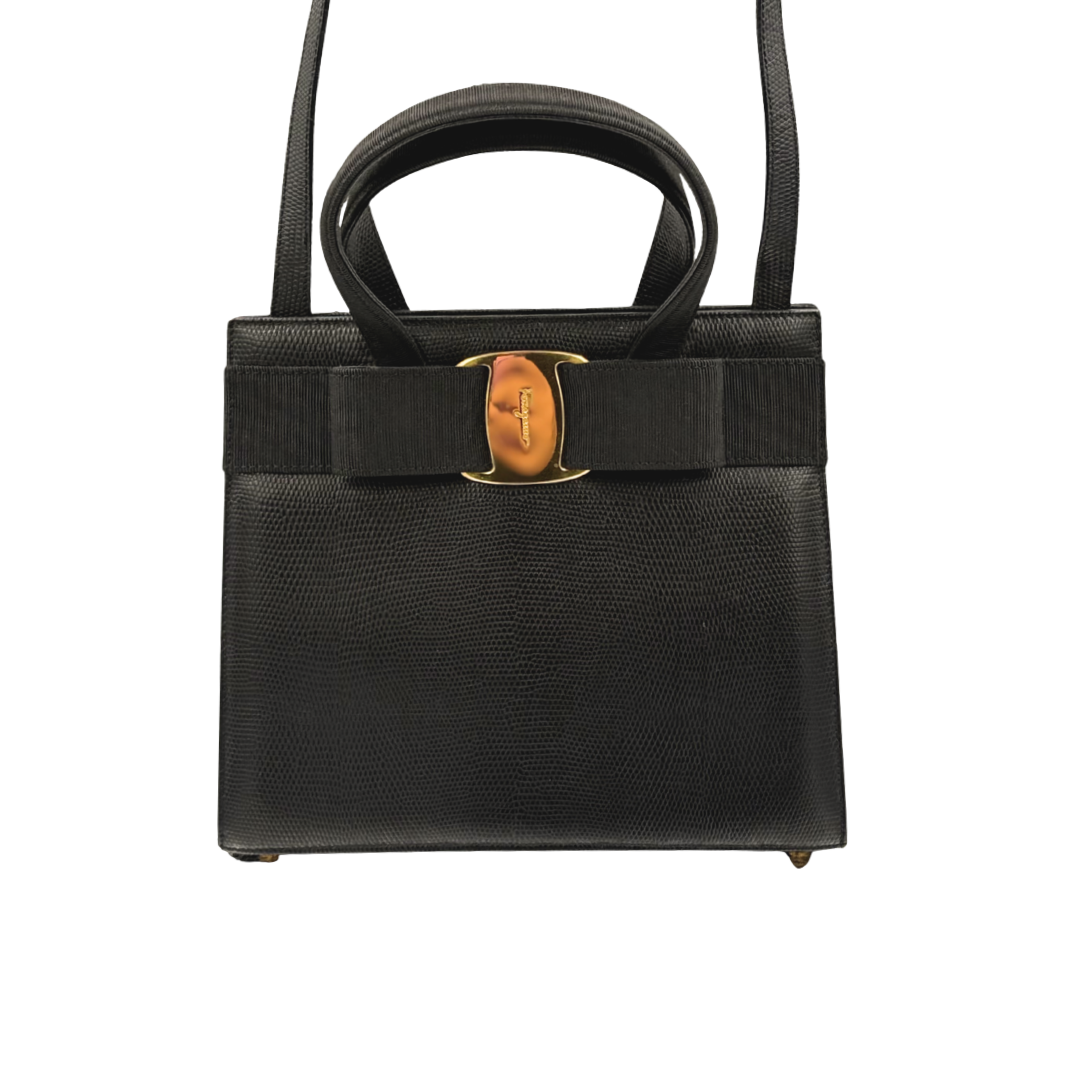Vara Bow Satchel Black Leather Gold Hardware