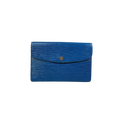 Montaigne 23 Clutch Bag Epi Leather Toledo Blue Gold Hardware