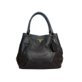 Vitello Daino Tote Bag Black Gold Hardware