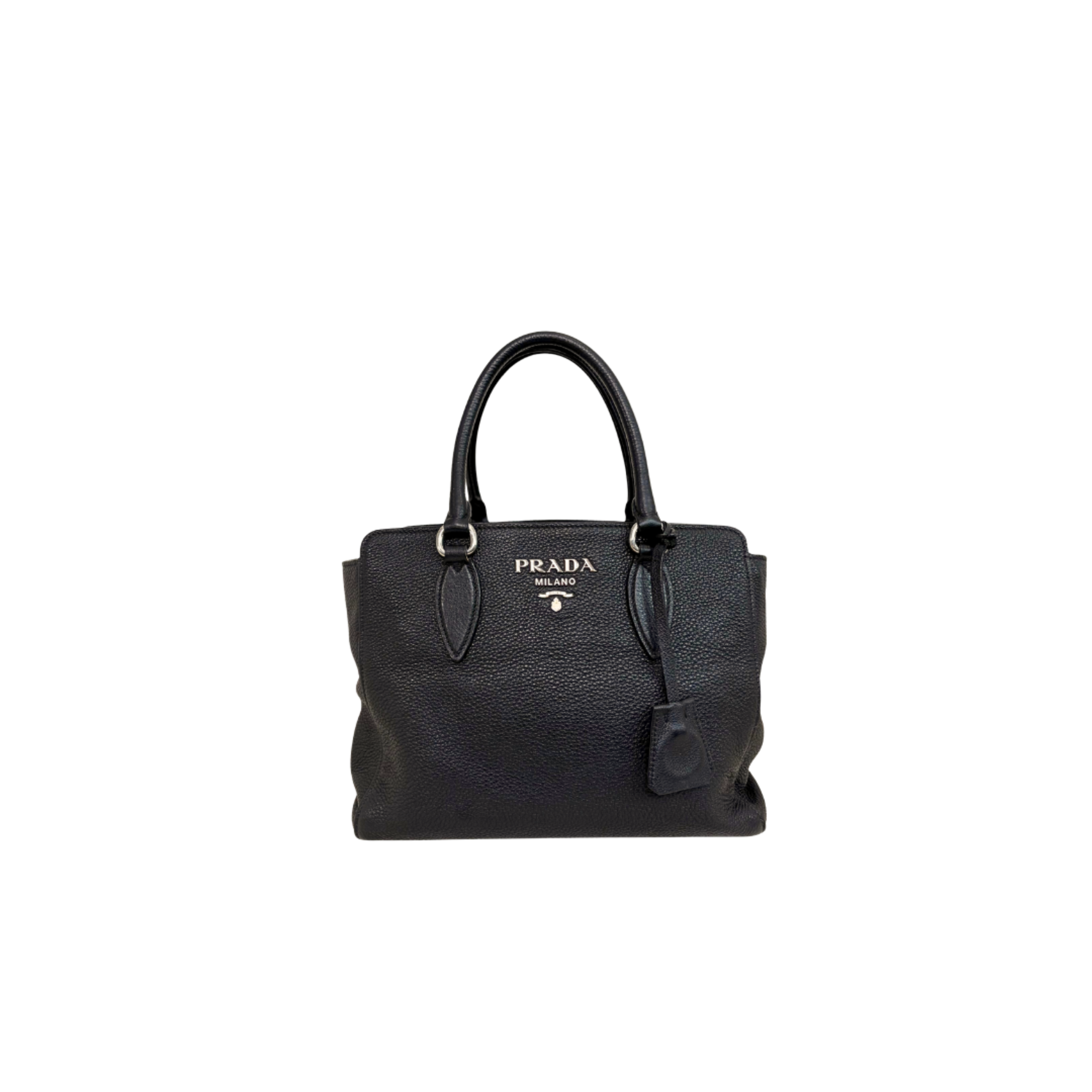 Vitello Phenix Black Tote Bag Silver Hardware