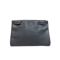 Shopping Tote Bag Woven Chain Black Caviar Leather Ruthenium Hardware Series 22