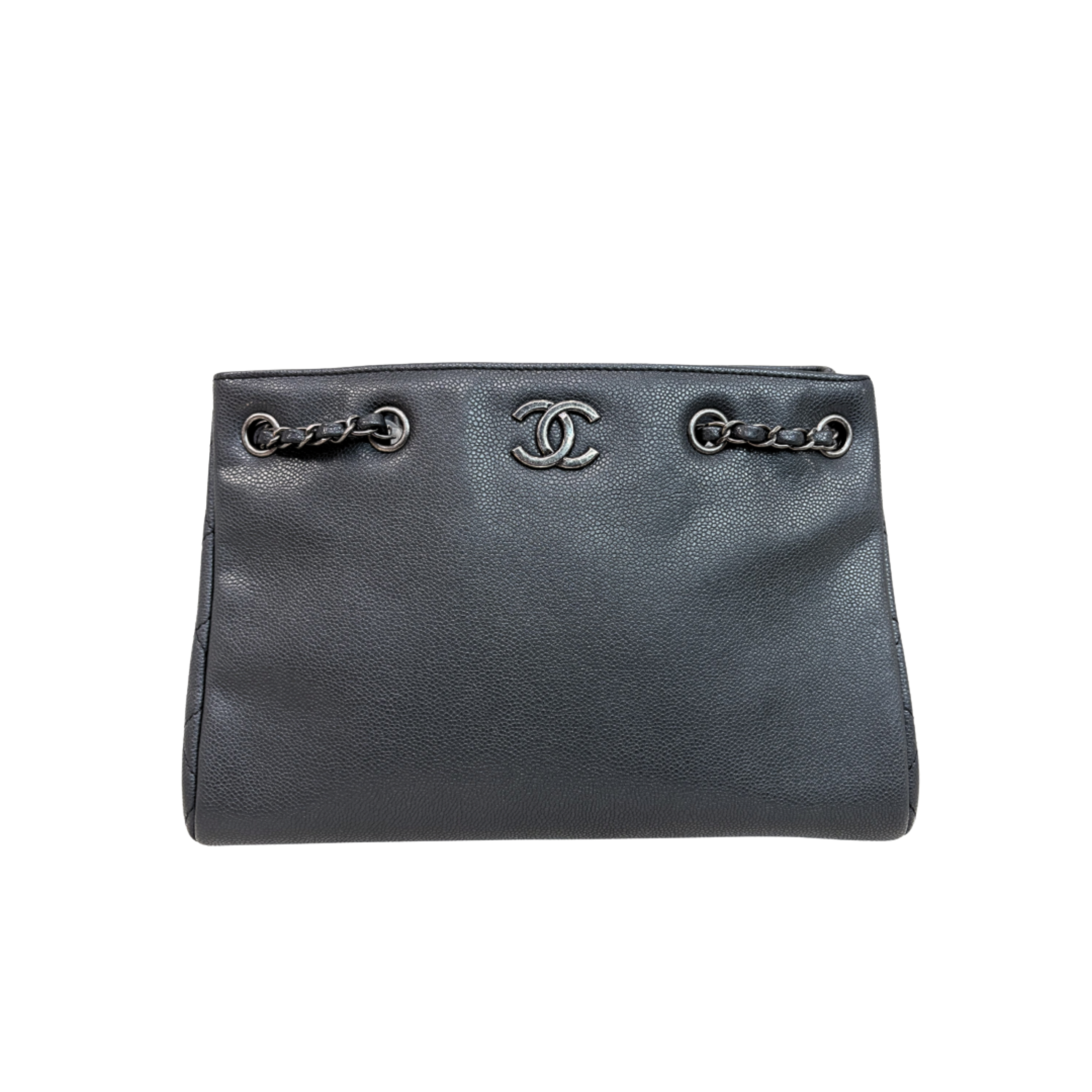 Shopping Tote Bag Woven Chain Black Caviar Leather Ruthenium Hardware Series 22