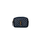 Camera Bag Chevron Black Calfskin Leather Gold Hardware