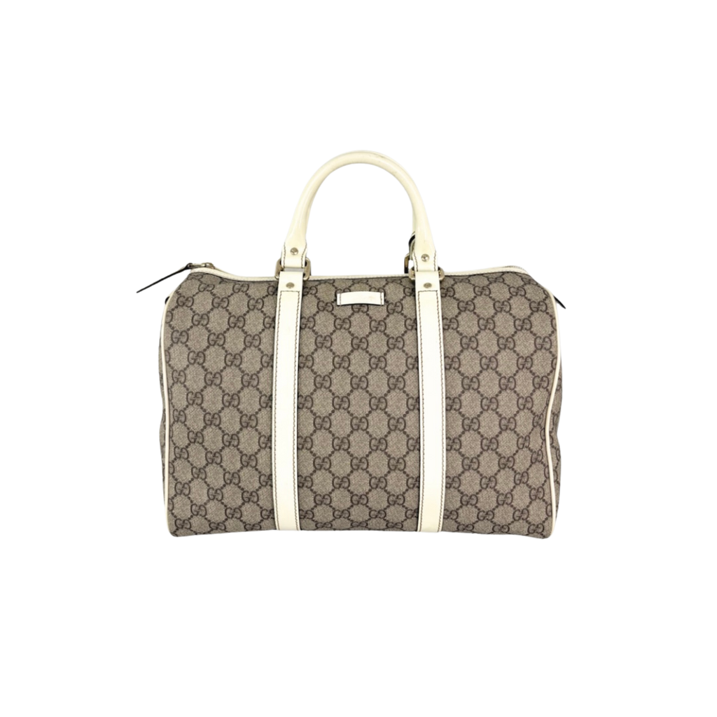 Boston GG Supreme Canvas  Beige & White Silver Hardware 30cm