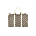 Boston GG Supreme Canvas  Beige & White Silver Hardware 30cm