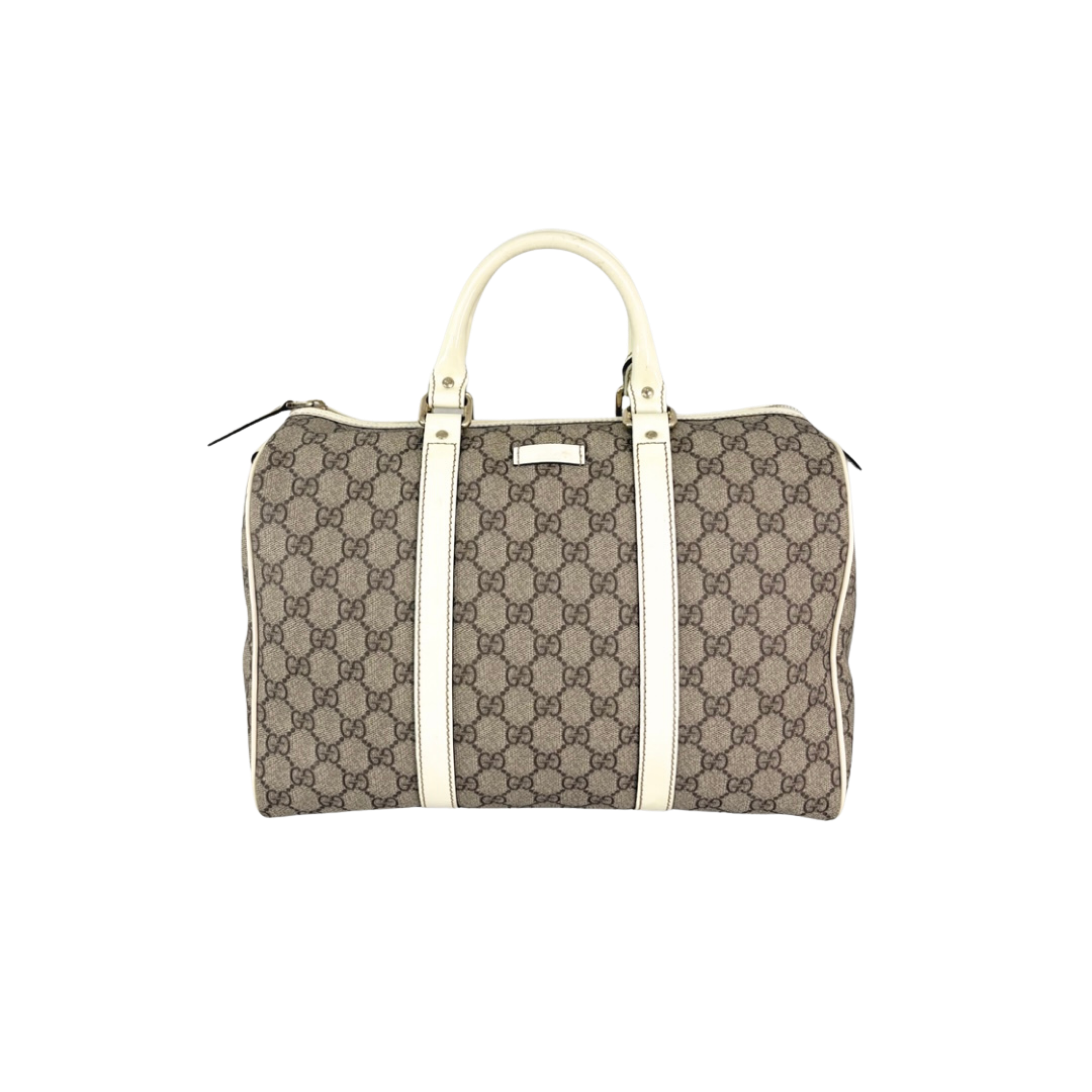 Boston GG Supreme Canvas  Beige & White Silver Hardware 30cm