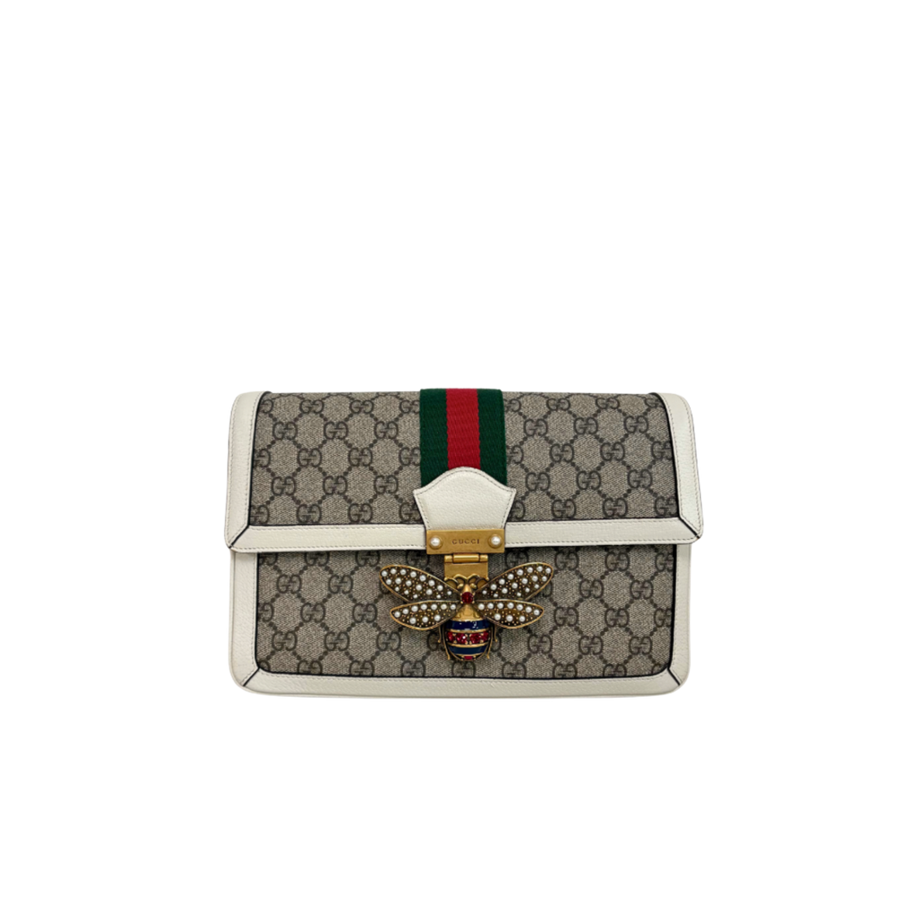 Queen Margaret GG Supreme Canvas White/Beige Gold Hardware