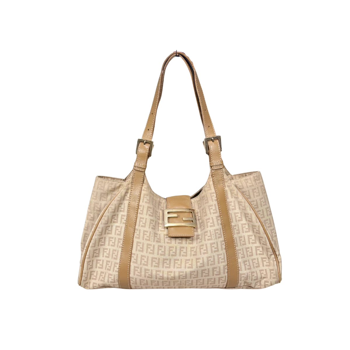 Zucchino Piccola Beige Monogram Shoulder Bag Gold Hardware