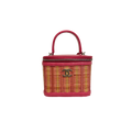Take Away Vanity Case Top Handle Bag Salmon Pink Rattan Silver Hardware