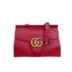 GG Marmont Two Way Flap Red Calfskin Leather Gold Hardware