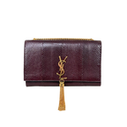 Python Kate Tassel Bag Medium Burgundy Gold Hardware