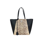 Lock Me Tote Bag Black Python Leather Silver Hardware