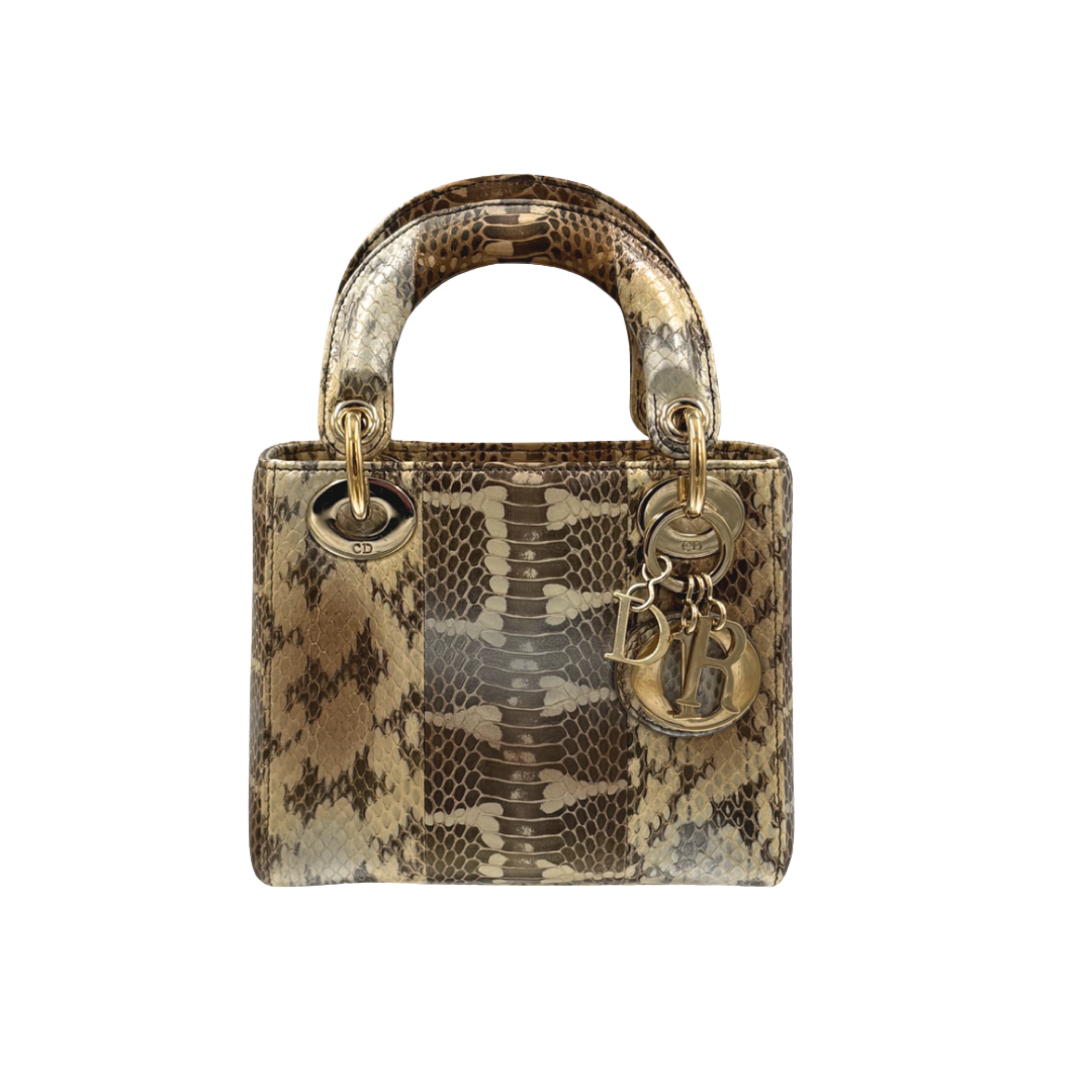 Mini Lady Dior Python Snakeskin Gold Hardware